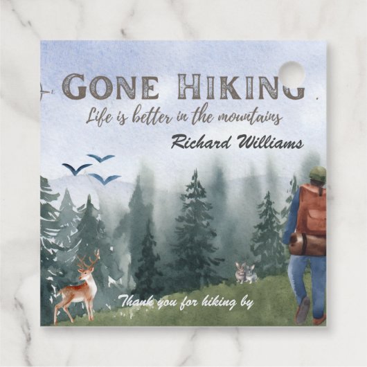 Gone Hiking Life is Better Mountains Hiker Deer フェイバータグ (裏面)