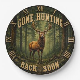 Gone Hunting Back Soon Rustic Hunter Cabin ペーパープレート