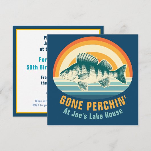 Gone Perching at the Lake House Birthday Sticker 招待状 (正面/裏面)