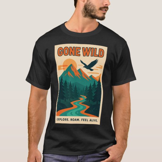 Gone Wild | Retro Mountain Adventure Tシャツ (正面)