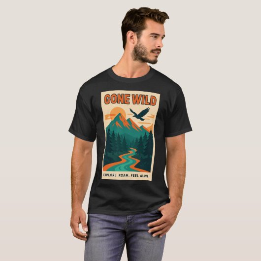 Gone Wild | Retro Mountain Adventure Tシャツ (正面フル)