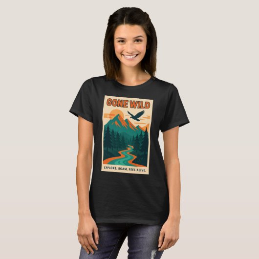 Gone Wild | Retro Mountain Adventure Tシャツ (正面フル)