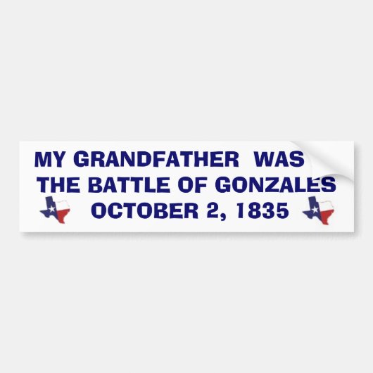GONZALES - 1835年の戦い バンパーステッカー (正面)