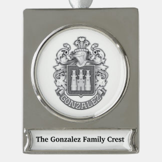 Gonzalez Family Crest  シルバープレートバナーオーナメント