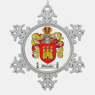  Gonzalez Family Crest スノーフレークピューターオーナメント