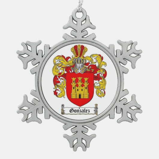 Gonzalez Family Crest スノーフレークピューターオーナメント (正面)