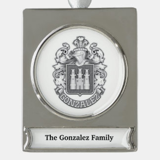 Gonzalez Family Crest  Silver Plated Banner Orname シルバープレートバナーオーナメント