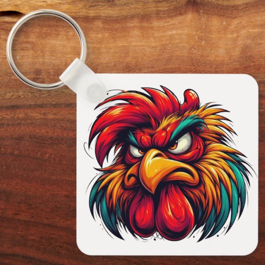 "Goober Furious Rooster" Double Sided Aluminum キーホルダー (正面)