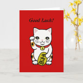 Good 日本の Luck Cat Maneki Nekoグリーティングカード カード (黄色い花)