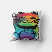 Good 日本の Luck Cat with Rainbow クッション (裏面)