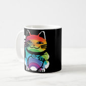 Good 日本の Luck Cat with Rainbow コーヒーマグカップ (正面左)