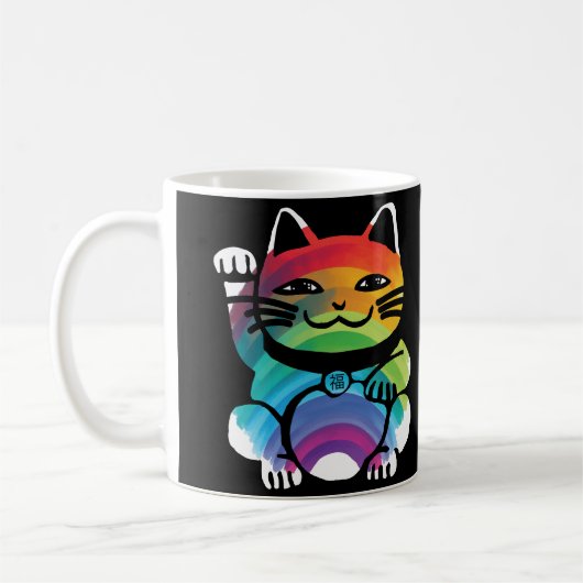 Good 日本の Luck Cat with Rainbow コーヒーマグカップ (左)