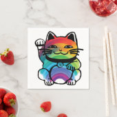Good 日本の Luck Cat with Rainbow スタンダードカクテルナプキン (インサイチュ)