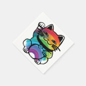 Good 日本の Luck Cat with Rainbow スタンダードカクテルナプキン (角)