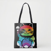 Good 日本の Luck Cat with Rainbow トートバッグ (正面)