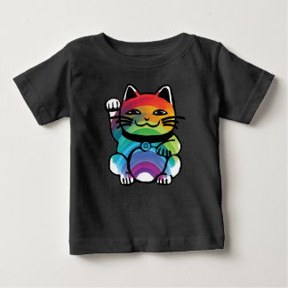 Good 日本の Luck Cat with Rainbow ベビーTシャツ