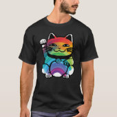 Good 日本の Luck Cat with Rainbow Tシャツ (正面)