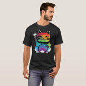 Good 日本の Luck Cat with Rainbow Tシャツ (正面フル)