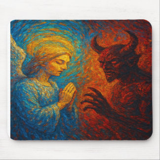 “Good and Evil – Abstract Angel and Demon Painting マウスパッド