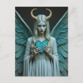 Good and Evil holding a turquoise heart  ポストカード (正面)