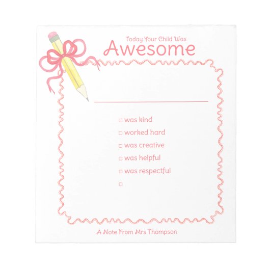 Good Behavior Note from先生 |鉛筆(弓) ノートパッド (正面)