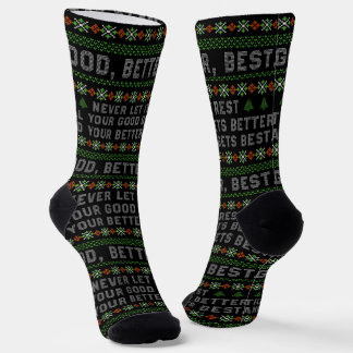 Good Better Best Never Let It Rest Christmas Quote ソックス