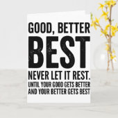 Good Better Best Never Let It Rest funny quote カード (黄色い花)