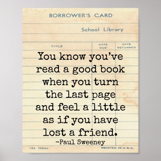 Good Book 失った a Friend Paul Sweeney引用文・アート ポスター (正面)