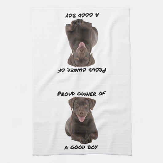 Good Boy Chocolate Lab キッチンタオル (縦)