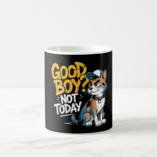 Good Boy Not Today Funny Cat Illustration  コーヒーマグカップ