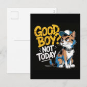 Good Boy Not Today Funny Cat Illustration シーズンポストカード (正面/裏面)