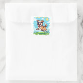 Good Boy Pixel Puppy Retro Gaming Design スクエアシール (バッグ)
