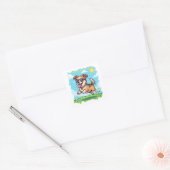 Good Boy Pixel Puppy Retro Gaming Design スクエアシール (封筒)
