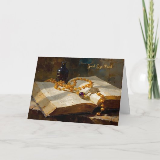 Good Bye Priest Card with Rosary and Book カード (正面)