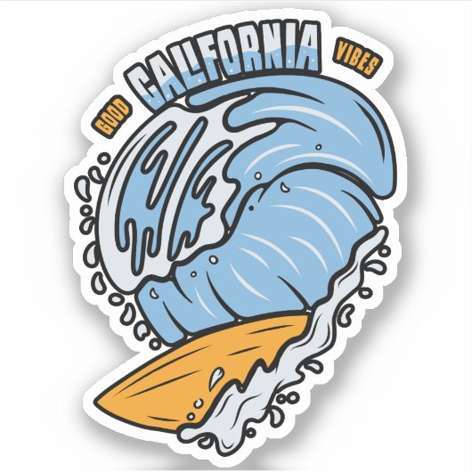 Good California Vibes Surfing | Die-Cut Sticker シール (正面)
