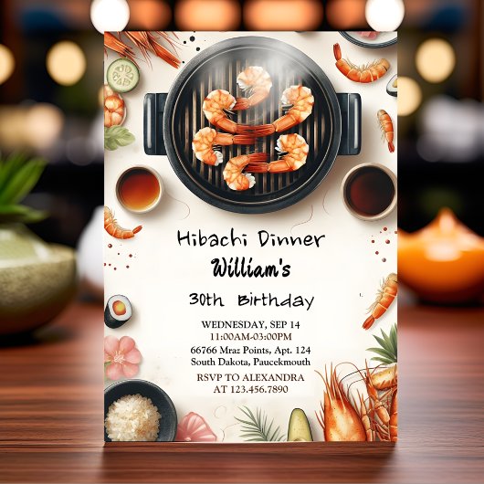Good Chef Bbq 日本の Sushi Hibachi 50誕生日 招待状
