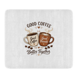 Good Coffee Good Friends mit zwei Kaffeetassen カッティングボード
