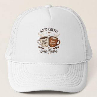 Good Coffee Good Friends mit zwei Kaffeetassen キャップ