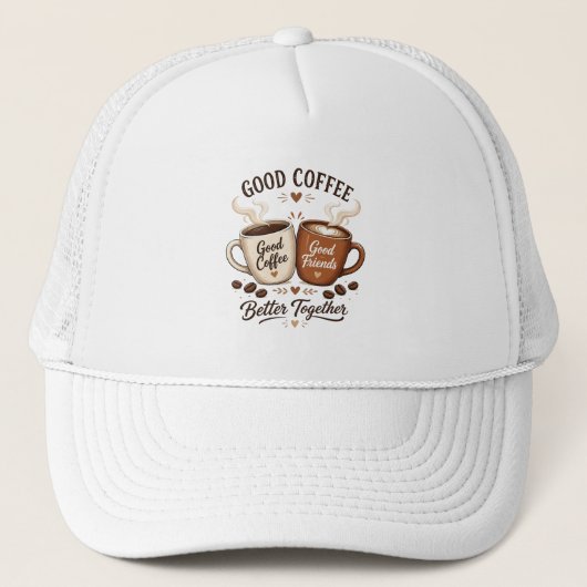 Good Coffee Good Friends mit zwei Kaffeetassen キャップ (正面)