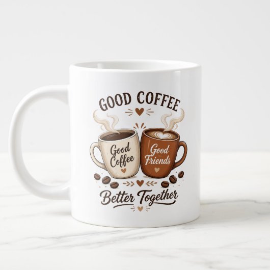 Good Coffee Good Friends mit zwei Kaffeetassen ジャンボコーヒーマグカップ (左)