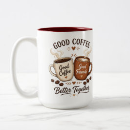 Good Coffee Good Friends mit zwei Kaffeetassen ツートーンマグカップ