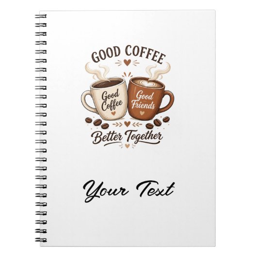 Good Coffee Good Friends mit zwei Kaffeetassen ノートブック (正面)