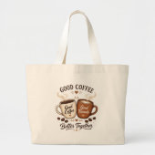 Good Coffee Good Friends mit zwei Kaffeetassen ラージトートバッグ (正面)