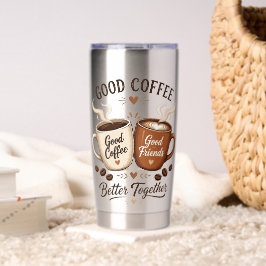 Good Coffee Good Friends mit zwei Kaffeetassen 保温保冷タンブラー