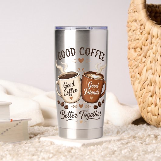 Good Coffee Good Friends mit zwei Kaffeetassen 保温保冷タンブラー (リビング (回転後))