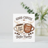 Good Coffee Good Friends mit zwei Kaffeetassen 出欠カード (スタンド正面)