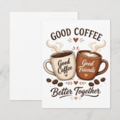 Good Coffee Good Friends mit zwei Kaffeetassen 出欠カード (正面/裏面)
