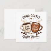 Good Coffee Good Friends mit zwei Kaffeetassen 招待状 (正面/裏面)