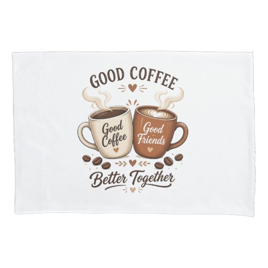 Good Coffee Good Friends mit zwei Kaffeetassen 枕カバー (正面)