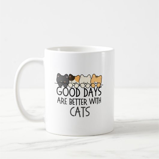 Good Days Are Better With Cats Cozy Quote コーヒーマグカップ (左)